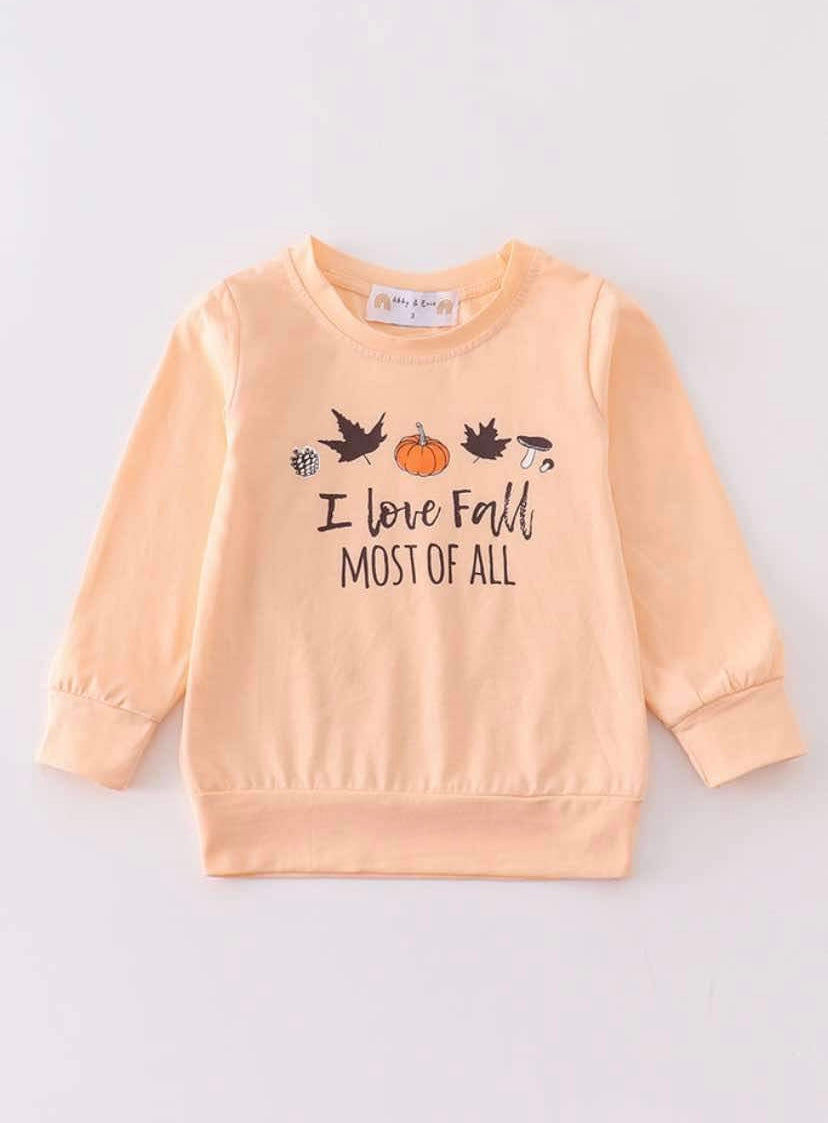 Peach "I Love Fall much of All" Top