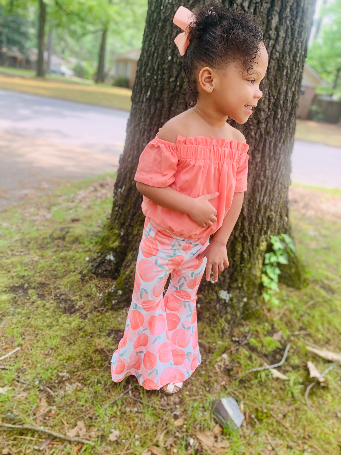 Pink Peach Bell Pants Set