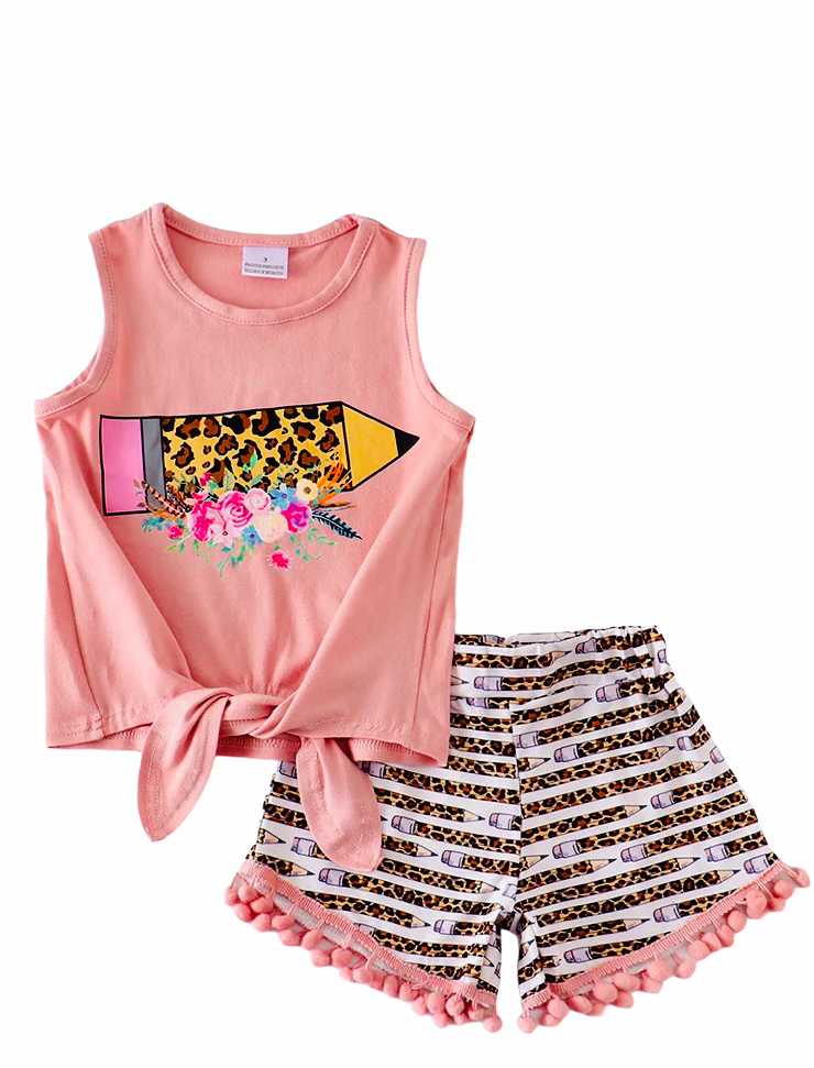Pink Pencil Top and Leopard Pencil Shorts