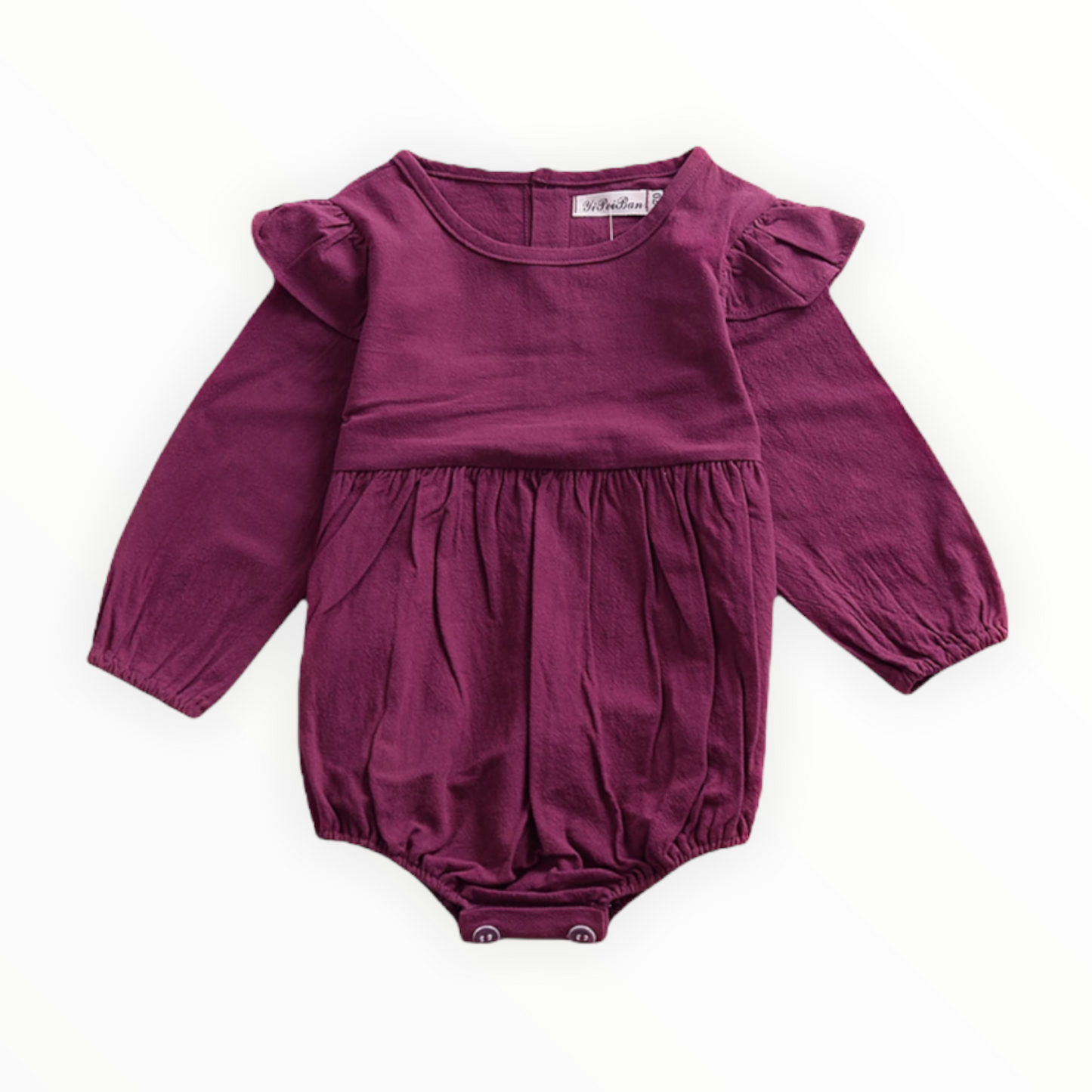 Purple Long Sleeve Ruffle Romper
