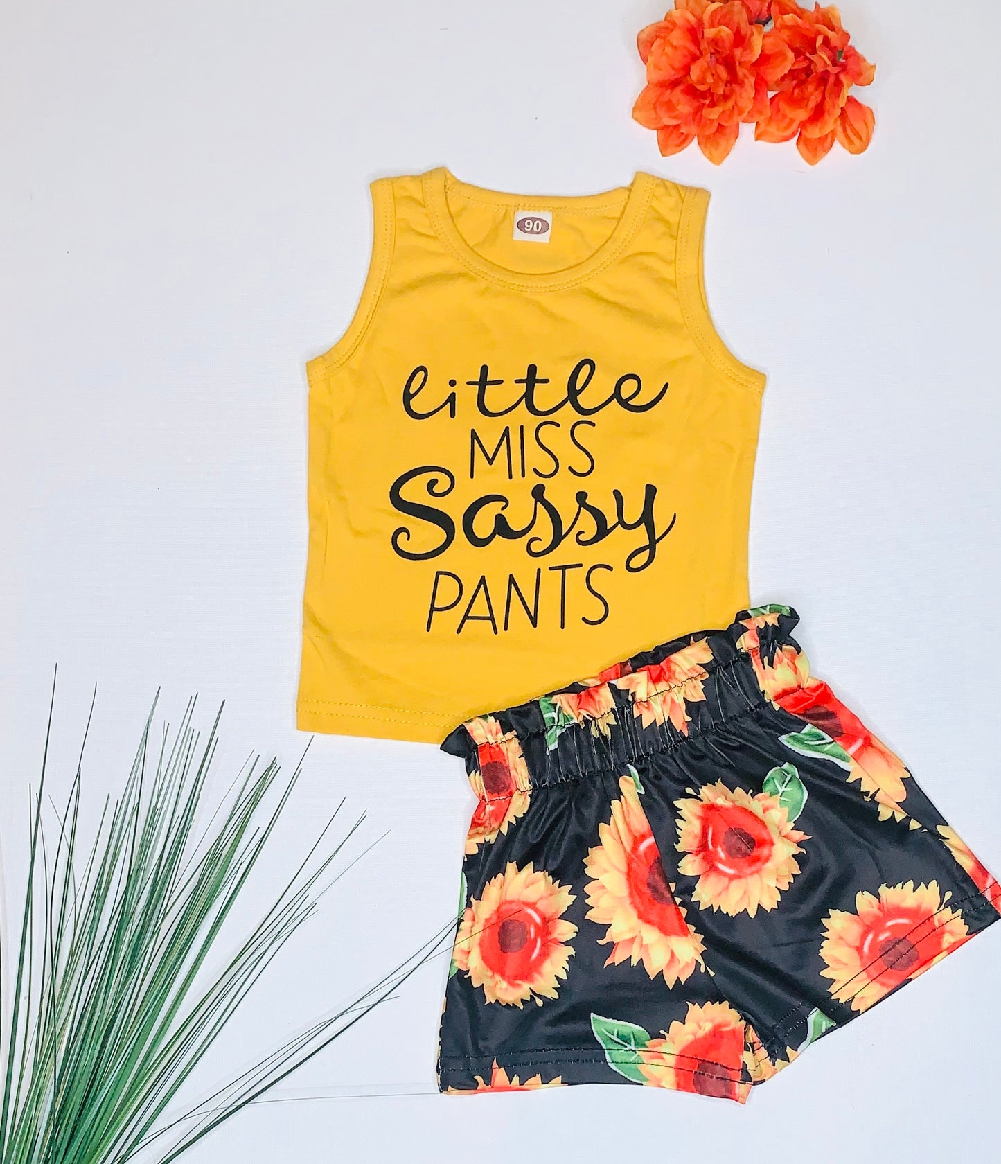 Graphic Sleeveless T-shirts and Floral Shorts