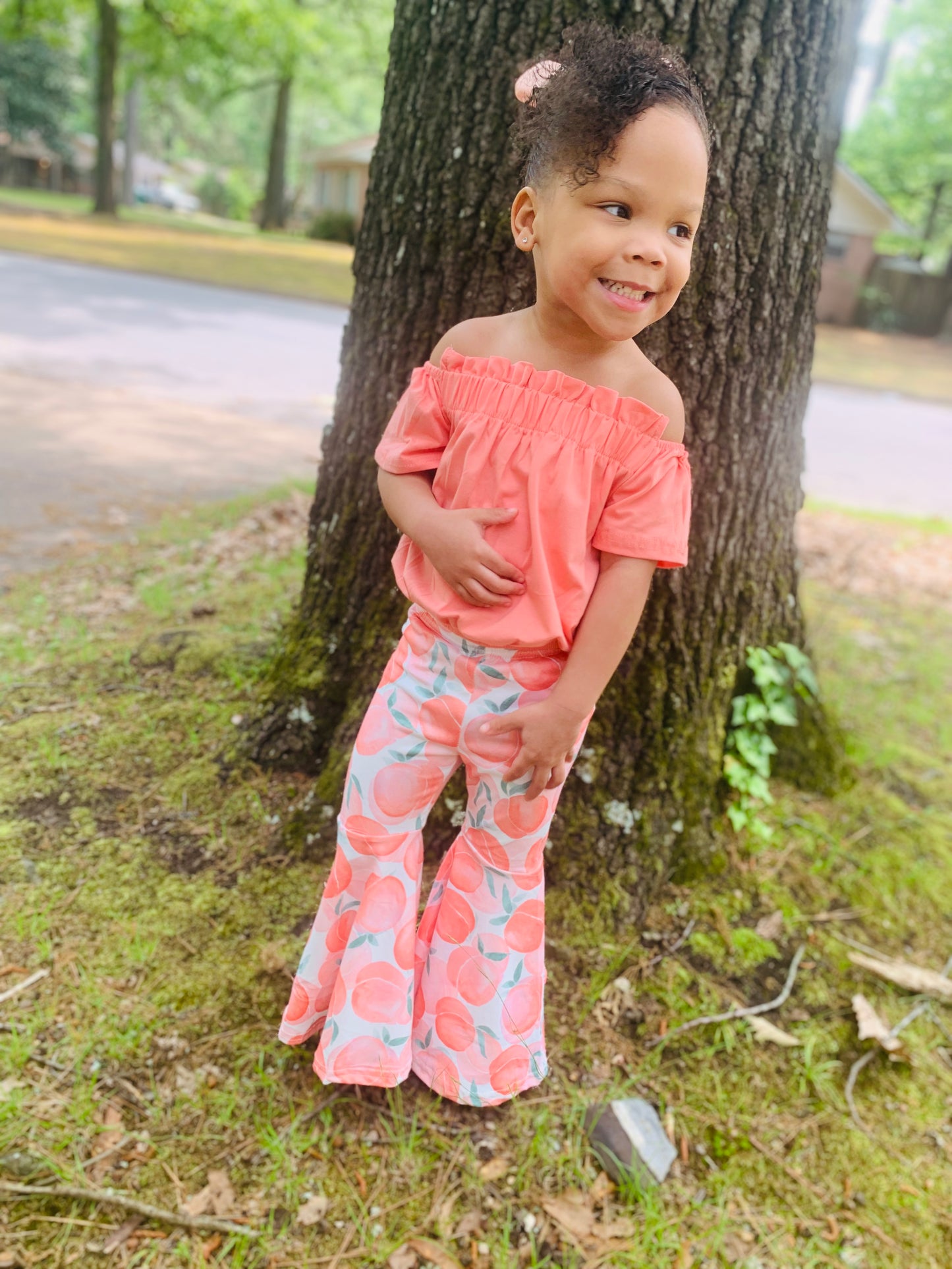 Pink Peach Bell Pants Set