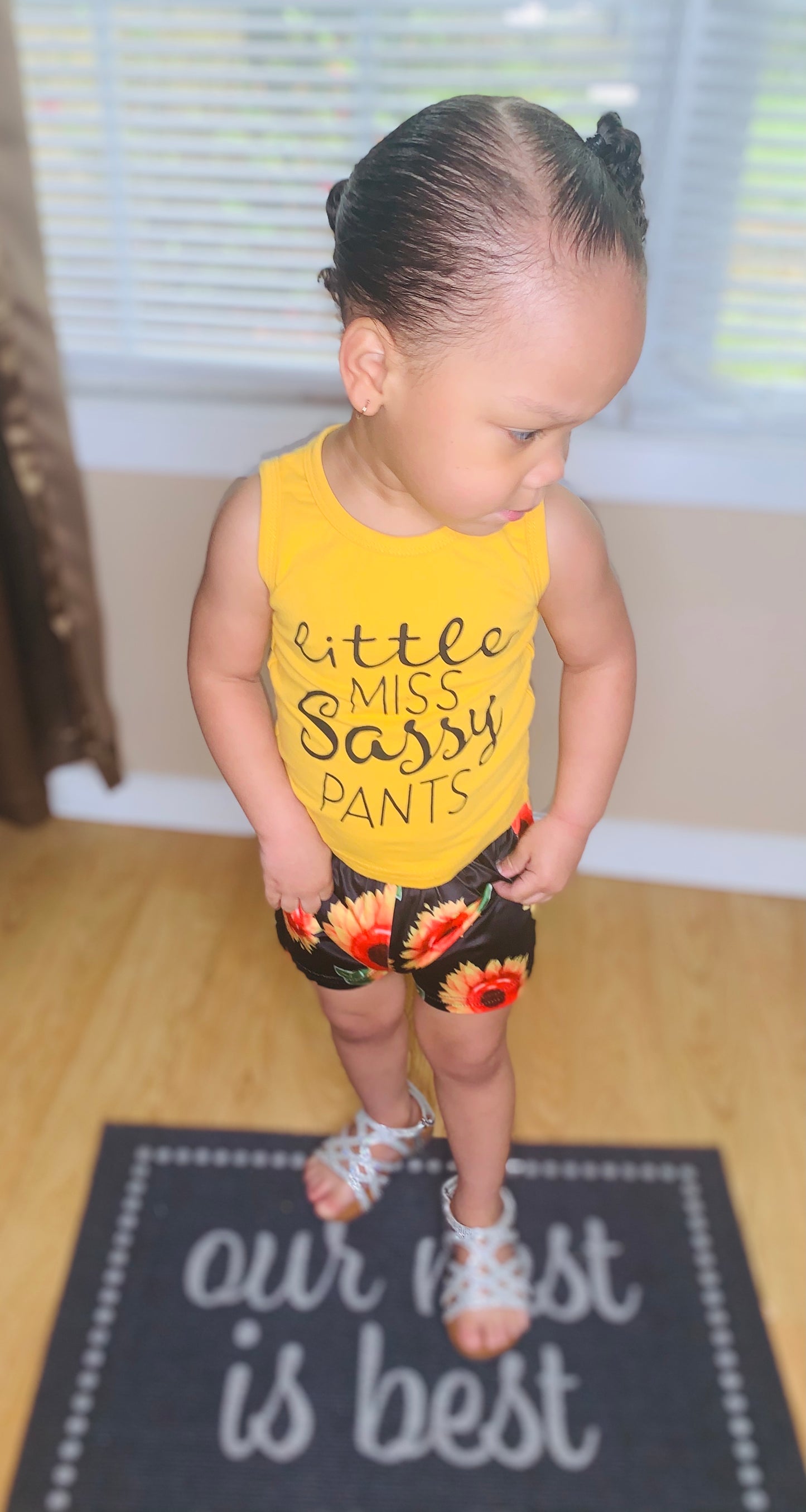 Graphic Sleeveless T-shirts and Floral Shorts