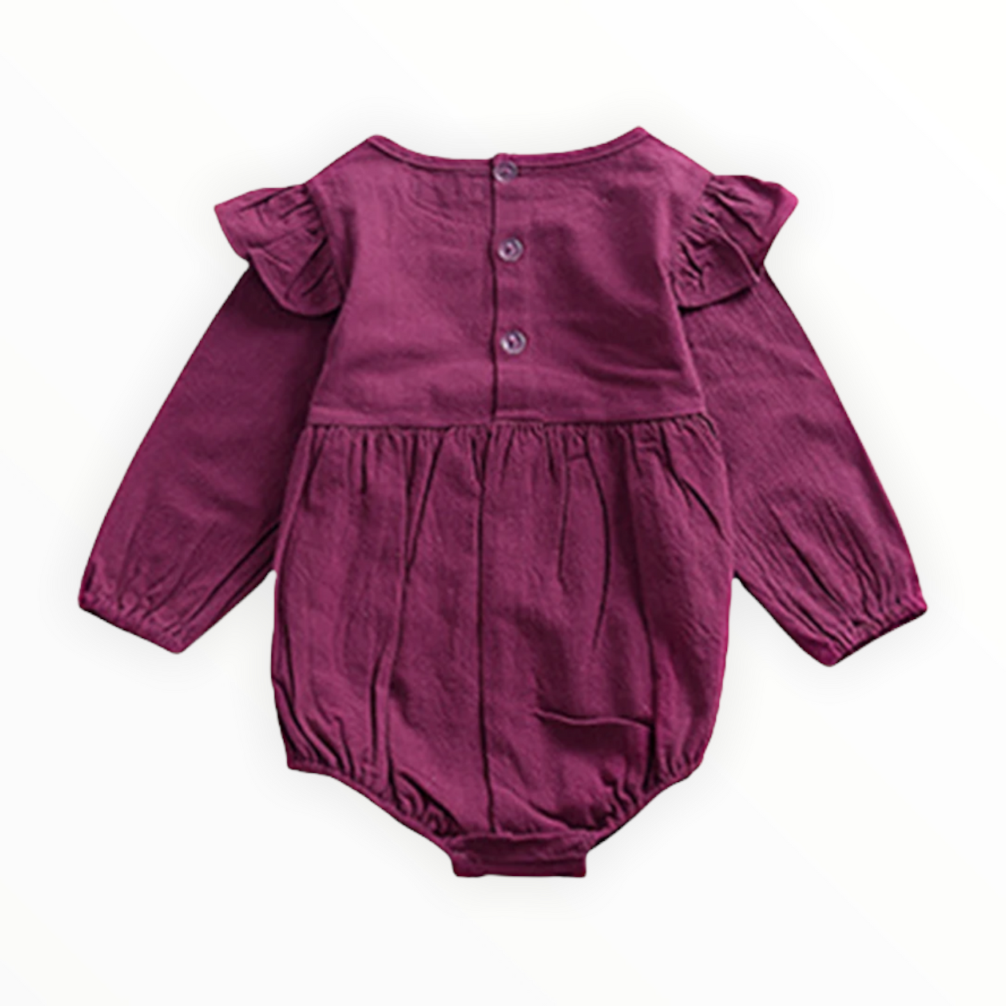 Purple Long Sleeve Ruffle Romper
