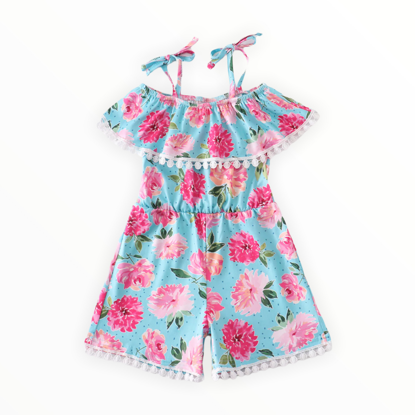 Blue Floral Ruffle Romper