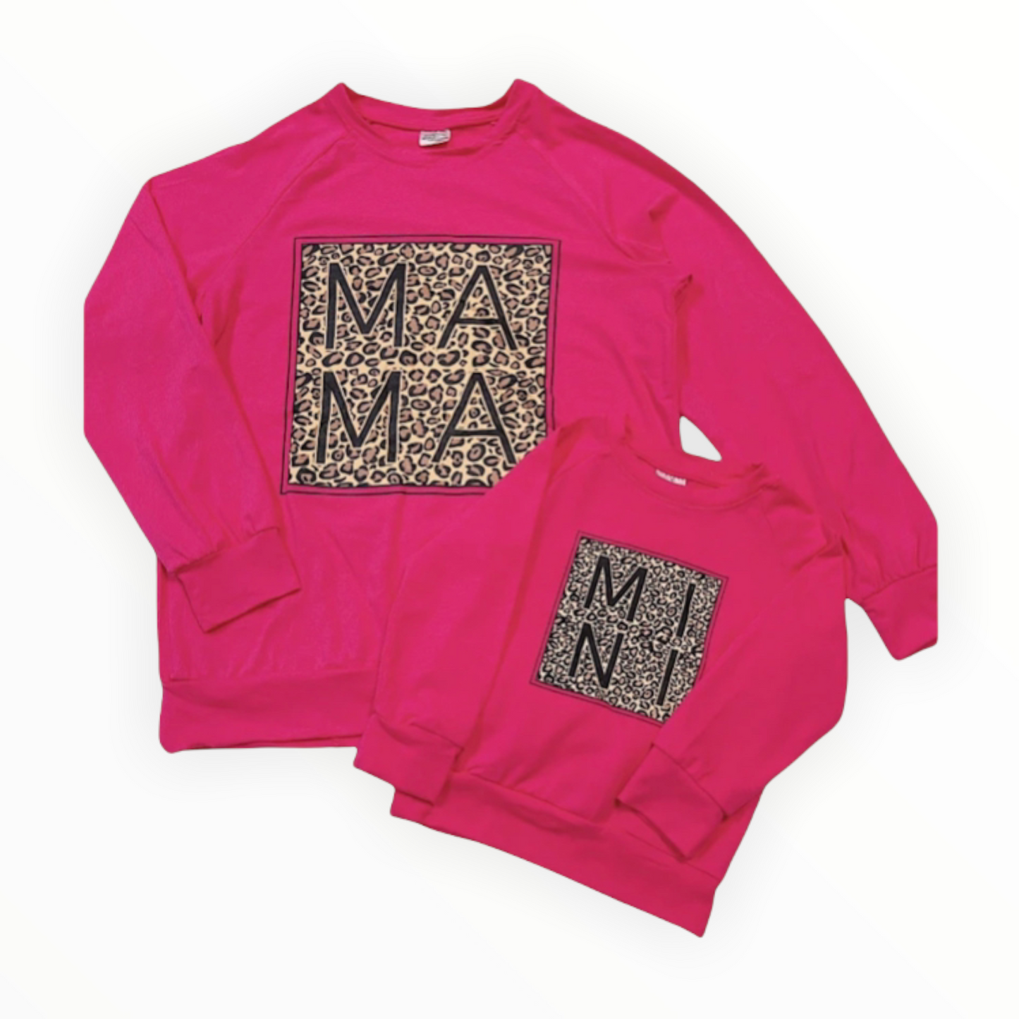 “Mama and Mini” Leopard Printed Hot Pink Tops